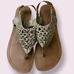 Jessica Simpson Faux Leather Sandals Gold Size 6